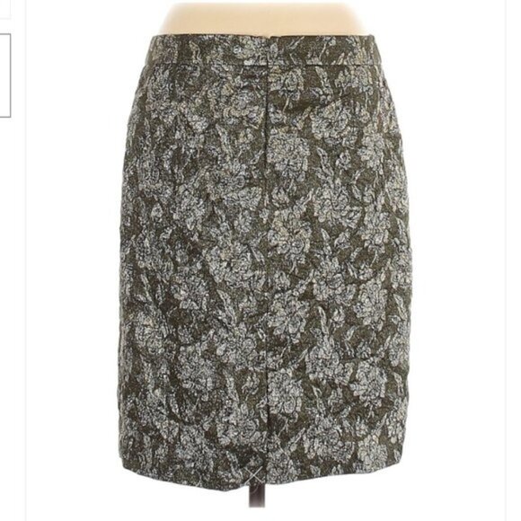J. Crew Collection | Shimmery Metallic Floral Pencil Skirt Size 8 - Picture 5 of 5
